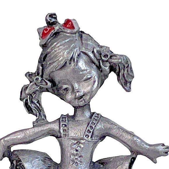 Peltro Pewter Girl Ballerina Figurine On Wood Stand Made In Italy 3” Tall VTG - Picture 2 of 10